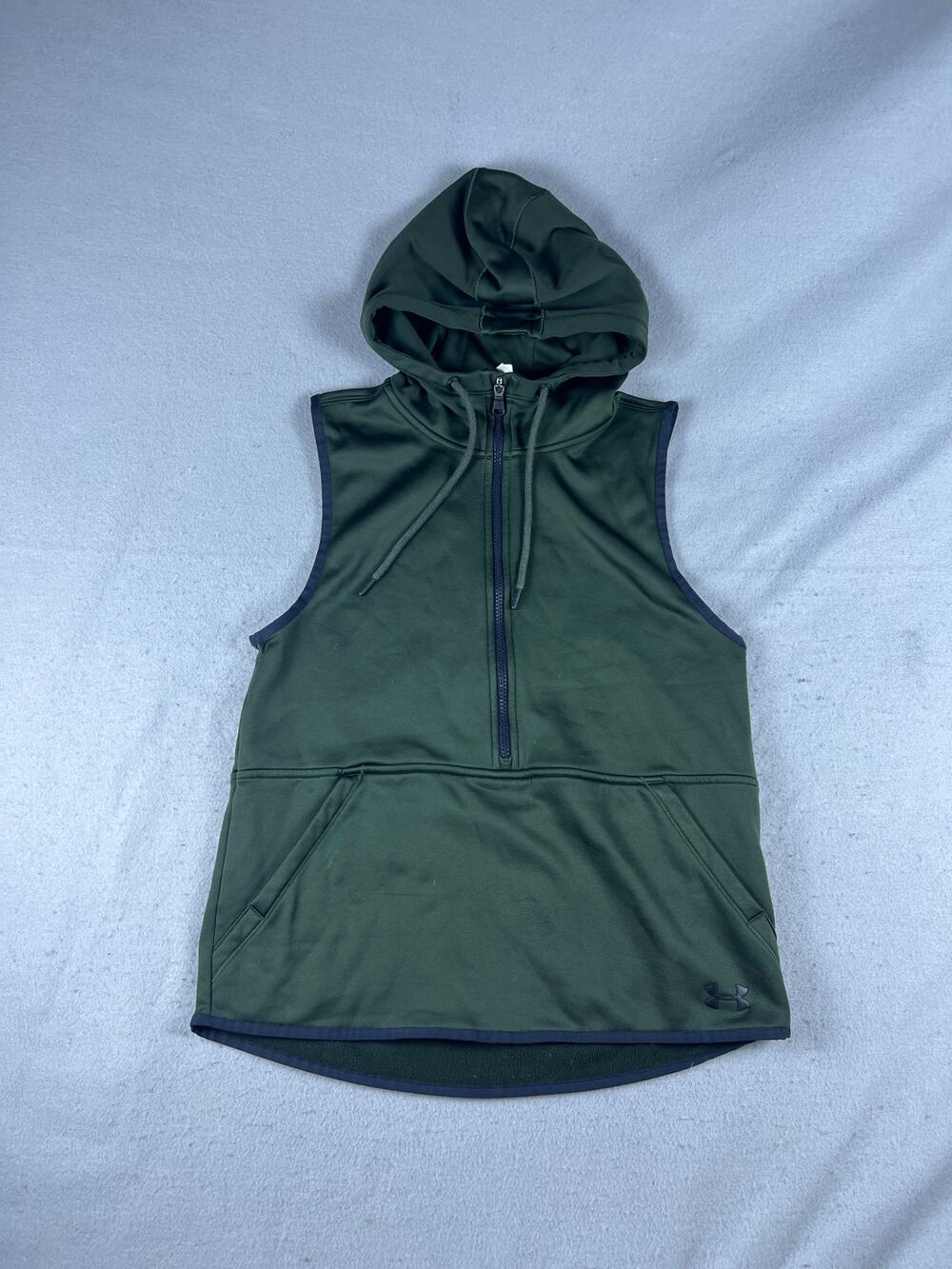 Under Armour Hoodie Vest Womens S Green Half Zip Loose ColdGear Training Workout